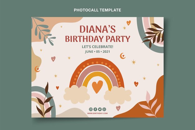 Photocall di compleanno boho disegnato a mano