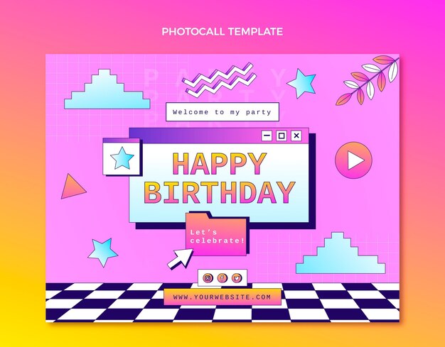 Photocall di compleanno sfumato retrò vaporwave