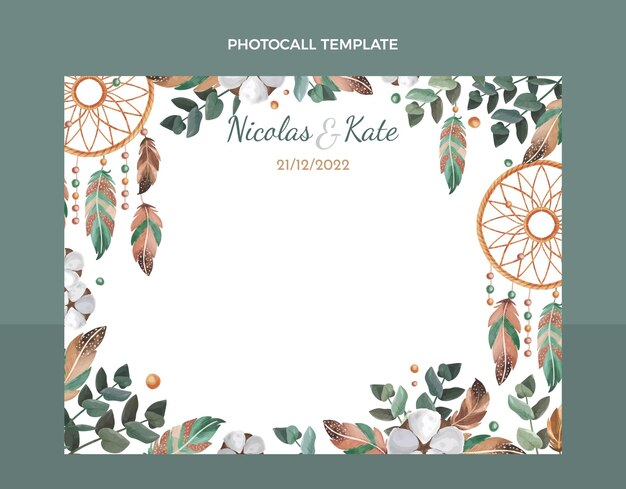 Photocall di matrimonio boho ad acquerello