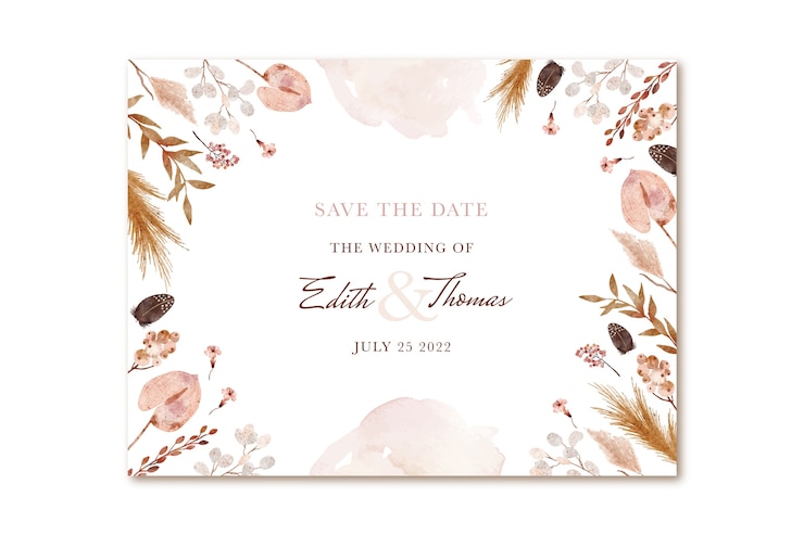 Vettore gratuito photocall di matrimonio boho ad acquerello