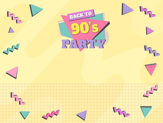 Photocall per feste anni '90 dal design piatto disegnato a mano