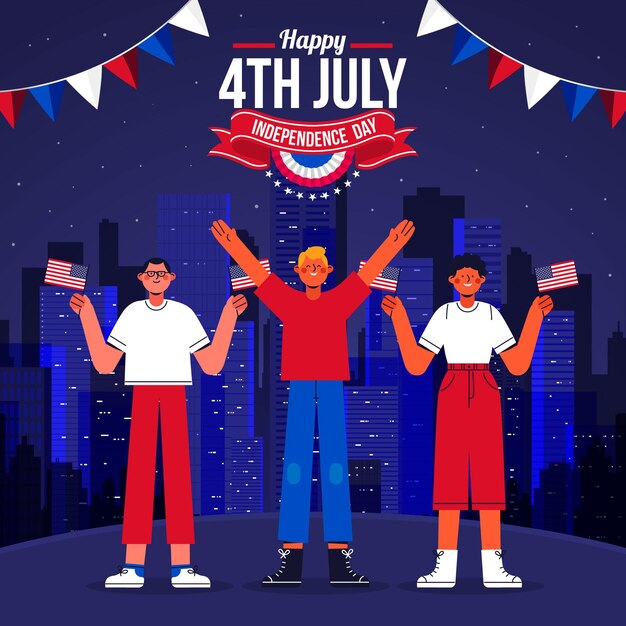 Piatto 4 luglio - illustrazione del giorno dell'indipendenza