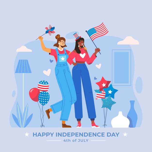 Piatto 4 luglio - illustrazione del giorno dell'indipendenza