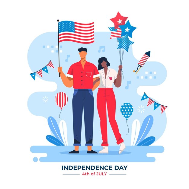 Piatto 4 luglio - illustrazione del giorno dell'indipendenza