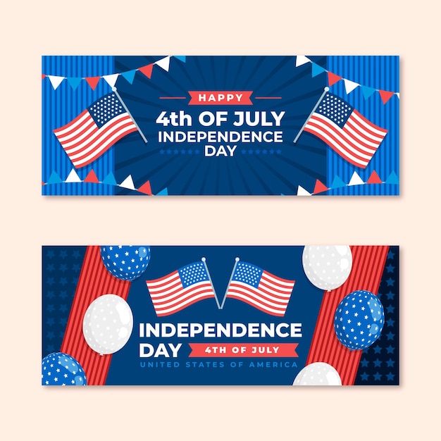 Piatto 4 luglio - set di banner per il giorno dell'indipendenza