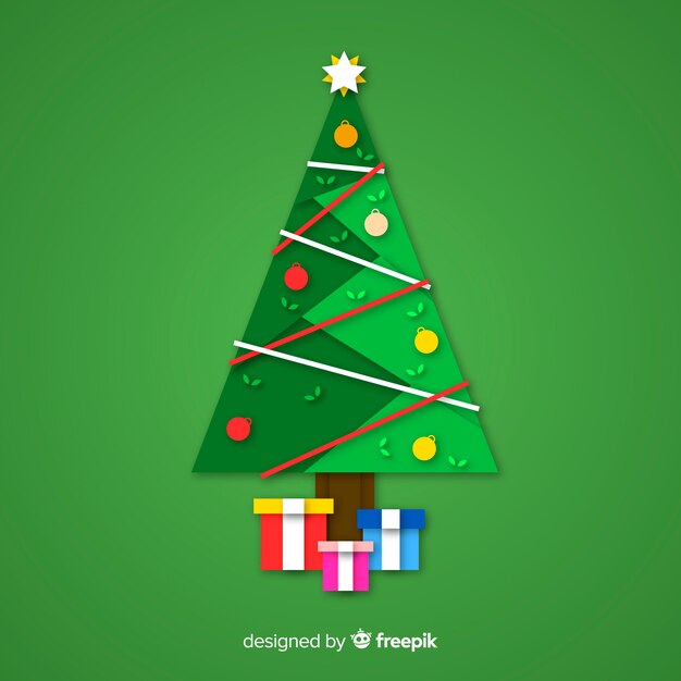 Piatto albero di Natale colorato con regali