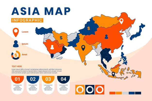 Piatto asia mappa infografica