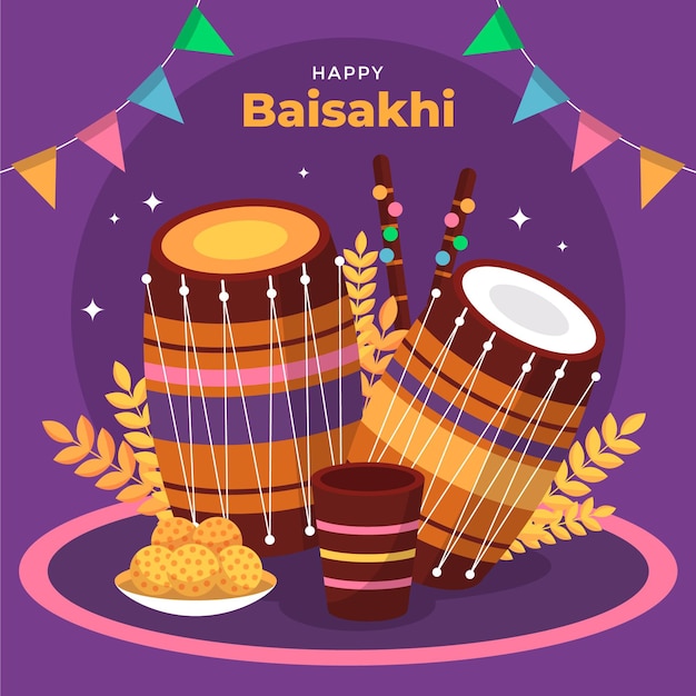 Piatto baisakhi felice illustrazione