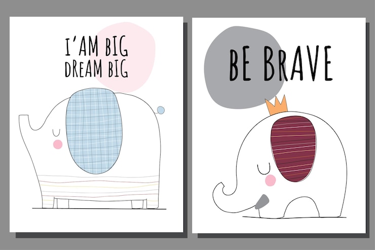 Piatto carino animale carino elefante illustrazione per i bambini. Simpatico personaggio di elefante