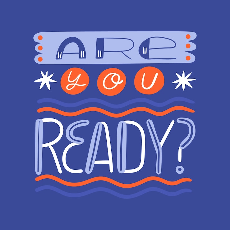 Vettore gratuito piatto disegnato a mano sei pronto lettering design