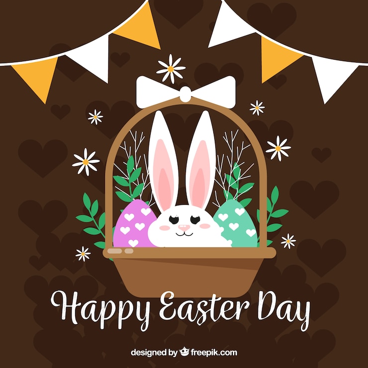 Vettore gratuito piatto felice giorno di pasqua sfondo