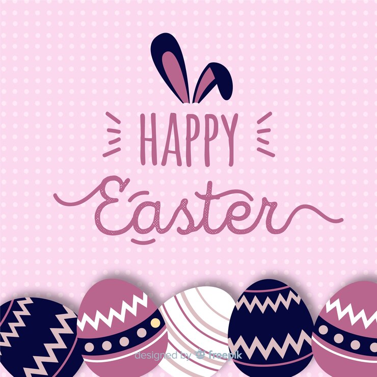 Vettore gratuito piatto felice giorno di pasqua sfondo