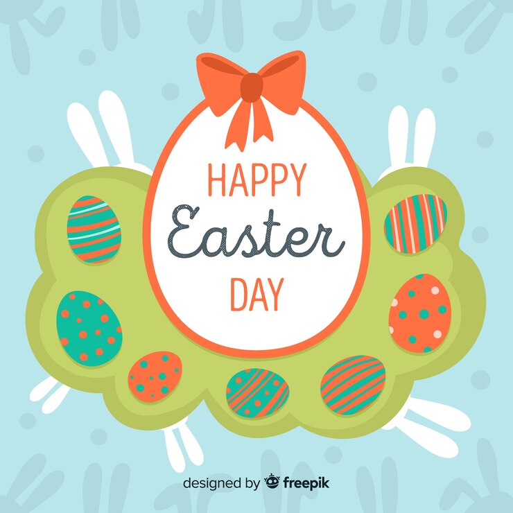 Vettore gratuito piatto felice giorno di pasqua sfondo