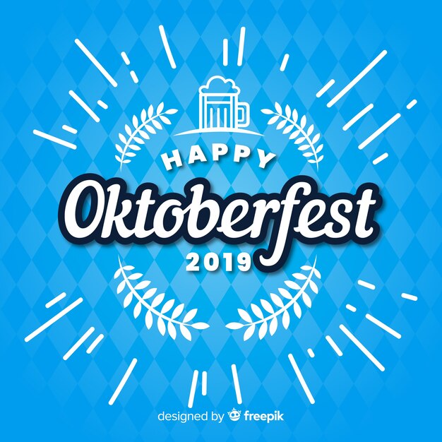 Piatto felice oktoberfest 2019 su tonalità blu