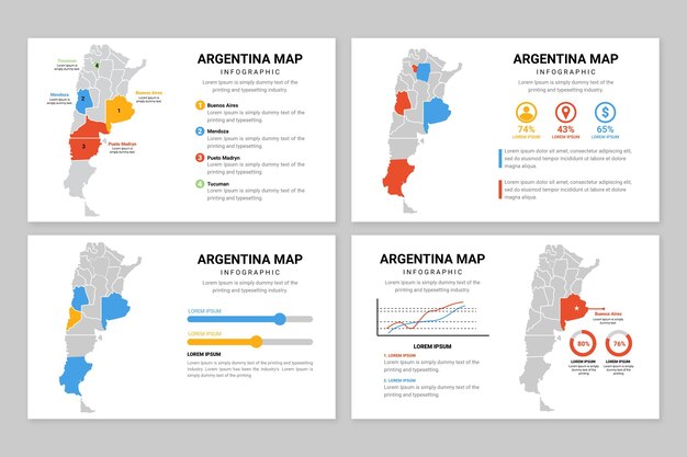 Piatto mappa argentina infografica