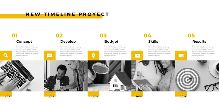 Vettore gratuito piatto modello infografica linea temporale