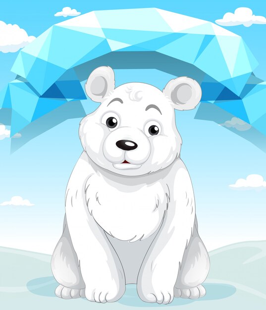 Piccolo orso polare seduto sul ghiaccio