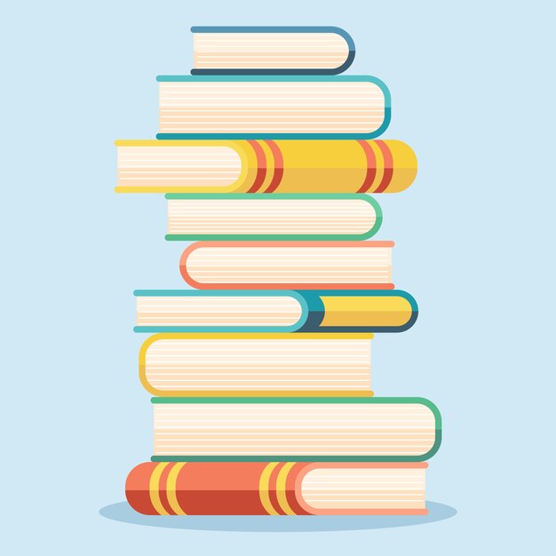 Pila di libri di design piatto disegnato a mano