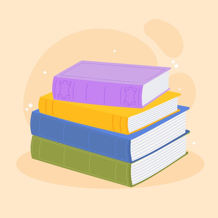 Vettore gratuito pila di libri di design piatto disegnato a mano