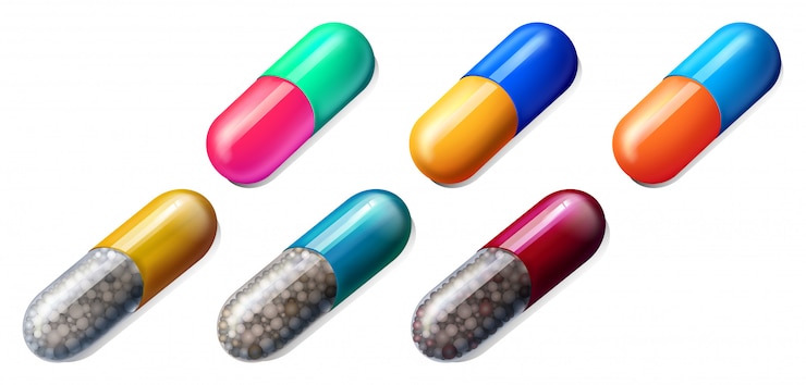 Vettore gratuito pillole medicinali colorate