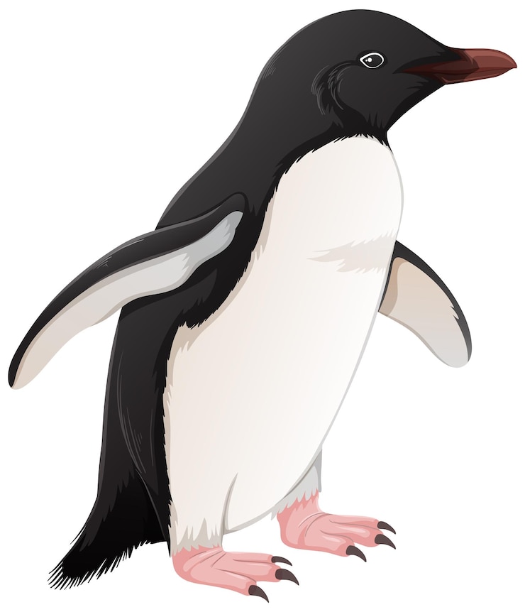 Vettore gratuito pinguino di adelia su sfondo bianco