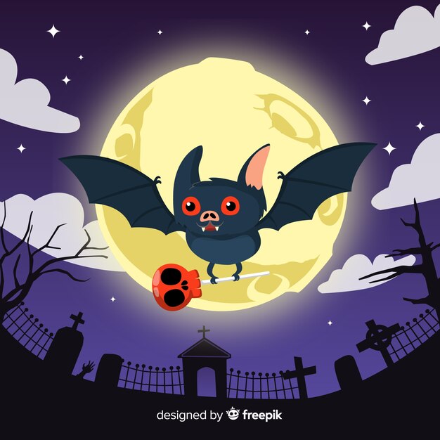 Pipistrello di halloween carino disegnato a mano