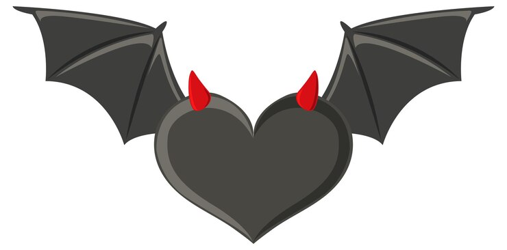 Vettore gratuito pipistrello rosso a forma di cuore su sfondo bianco