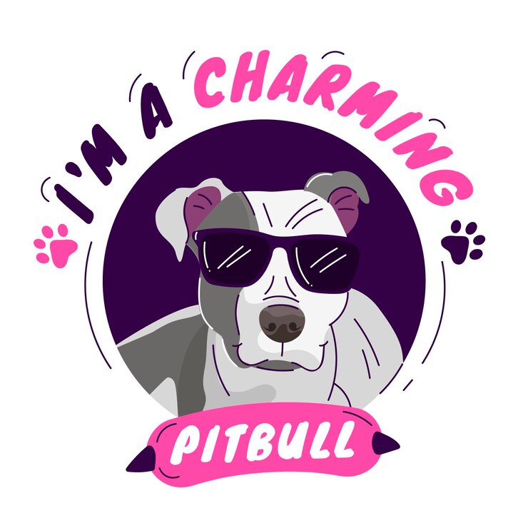 Vettore gratuito pitbull piatto biologico illustrato