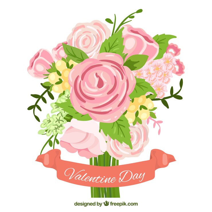 Vettore gratuito piuttosto mazzo di rose per san valentino