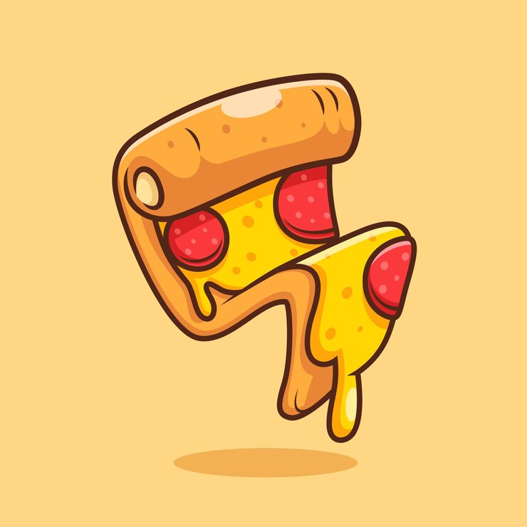 Vettore gratuito pizza fusa cartoon vector icon illustrazione alimentazione oggetto iconica vettore piatto isolato