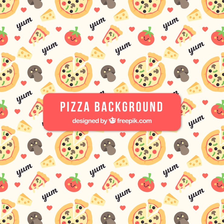Vettore gratuito pizze e ingredienti sfondo