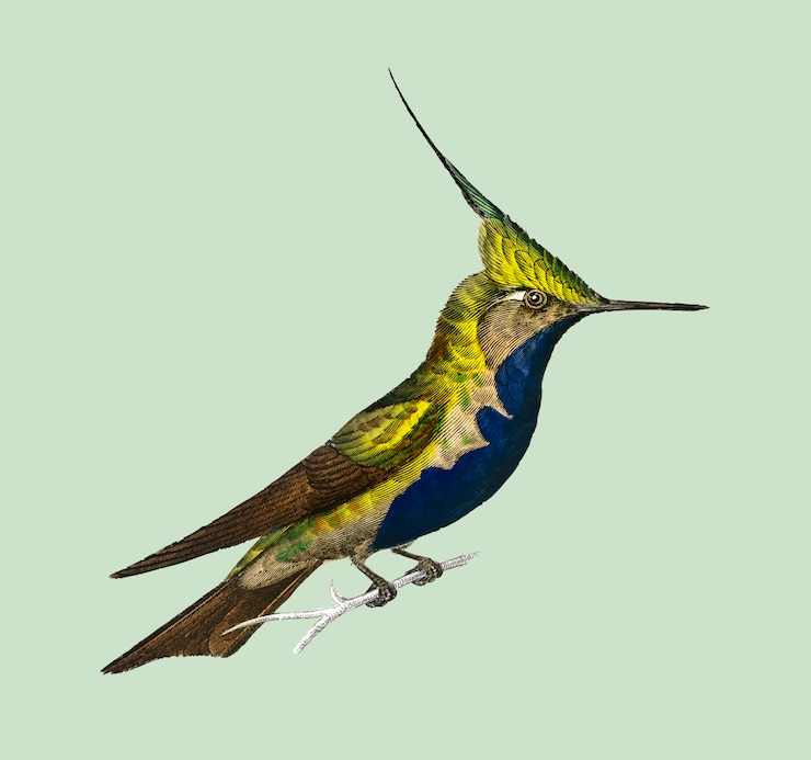 Vettore gratuito plovercrest verde-incoronato (oiseau-mouche delalande)