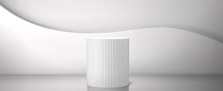 Vettore gratuito podium a colonna bianca 3d con piedistallo del museo delle onde