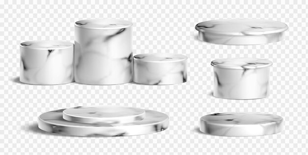 Podium di marmo rotondo realistico per cosmetici