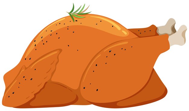 Pollo arrosto su sfondo bianco