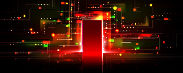 Vettore gratuito porta aperta futuristica con disegno digitale al neon