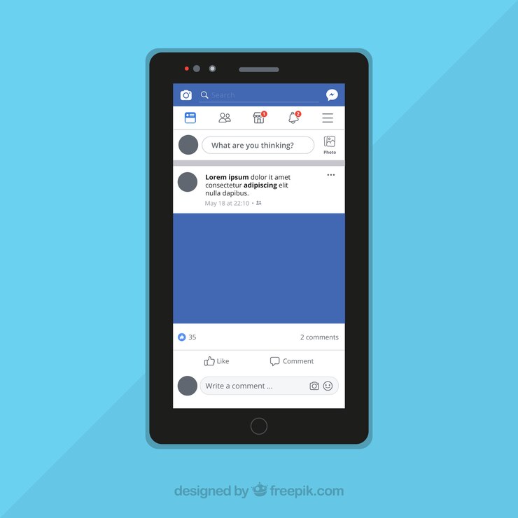 Vettore gratuito post cellulare facebook con design piatto