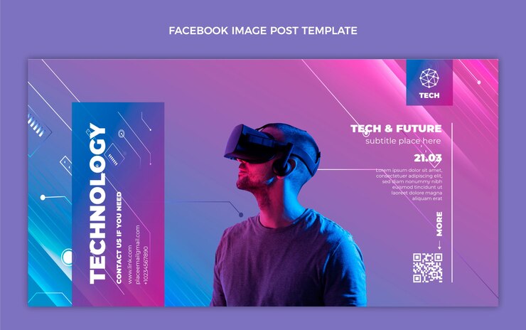 Vettore gratuito post di facebook con tecnologia a trama sfumata