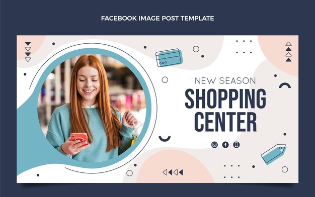 Post di facebook del centro commerciale disegnato a mano