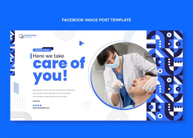 Post di facebook della clinica odontoiatrica minimale dal design piatto