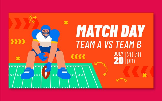 Post di facebook di football americano di design piatto