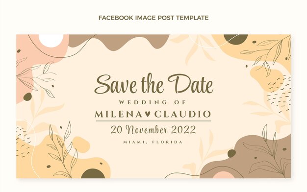 Post di facebook di matrimonio disegnato a mano