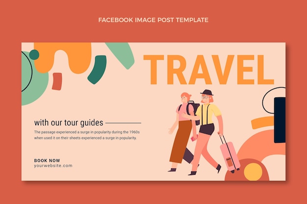Post di facebook di viaggio astratto design piatto