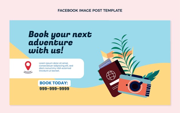 Post di facebook di viaggio design piatto
