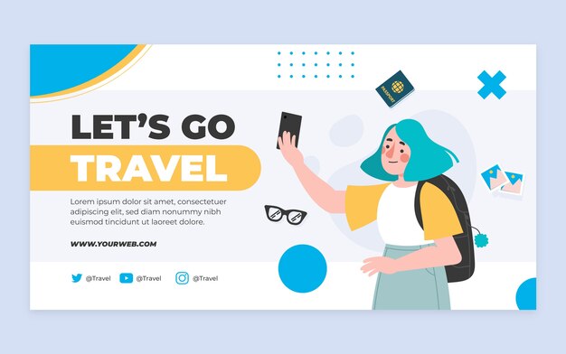 Post di facebook geometrico dell'agenzia di viaggi disegnato a mano