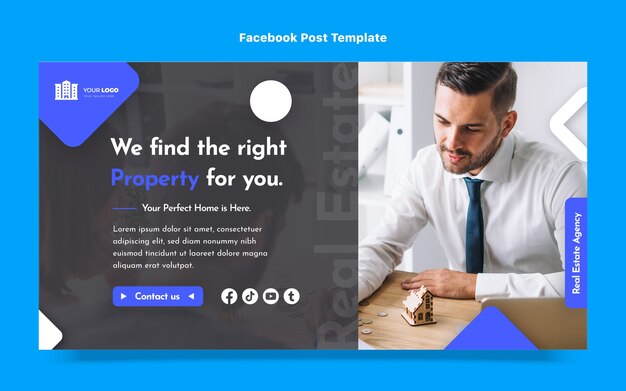 Post di Facebook immobiliare geometrico astratto design piatto