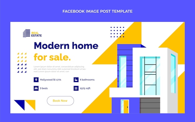 Post di Facebook immobiliare geometrico piatto