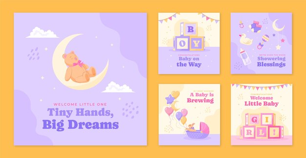 Post di instagram baby shower disegnati a mano