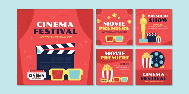Post di instagram del festival del cinema disegnati a mano