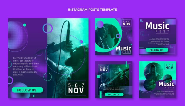 Post di Instagram del festival musicale con mezzitoni sfumati